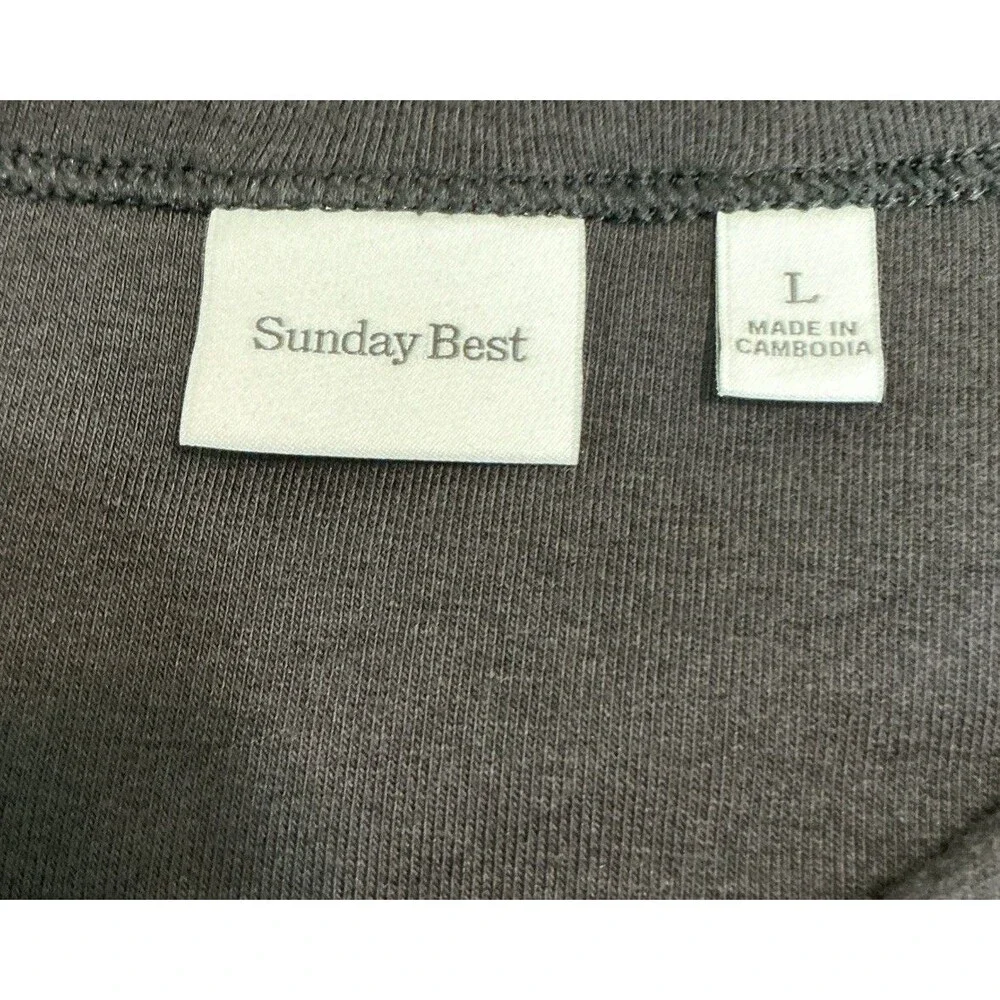 Aritzia Sunday Best Black Cropped Long Sleeve Large Round Neck Top NWT lagenlook